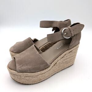 Marc Fisher Taupe Suede Espadrille Wedge Sandals